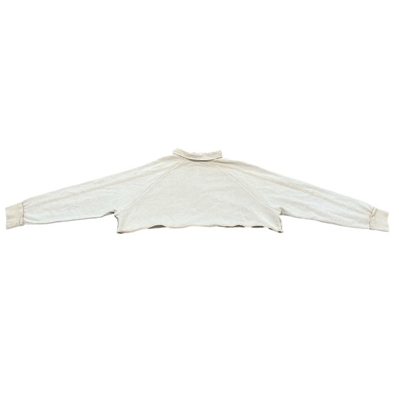 Cream Snap Sweatshirt Cropped Button-Up | Size Large - Picture 5 of 8